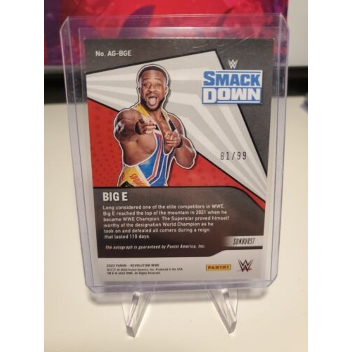 BIG E - 2022 PANINI REVOLUTION WWE SUNBURST AUTO #81/99 NEWDAY