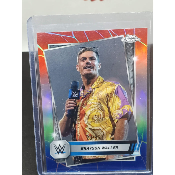 2025 Topps Chrome WWE - Grayson Waller #13 Red White & Blue Refractor /85