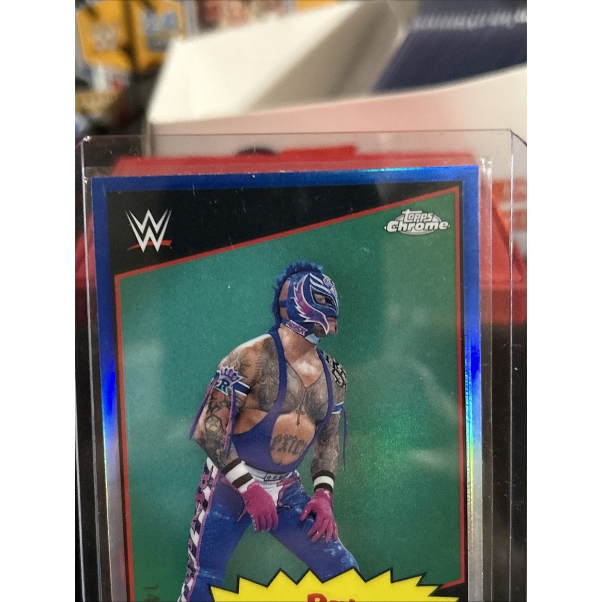 2025 Topps Chrome WWE Rey Mysterio 1985 Blue Refractor 145/150 - Pack Fresh New