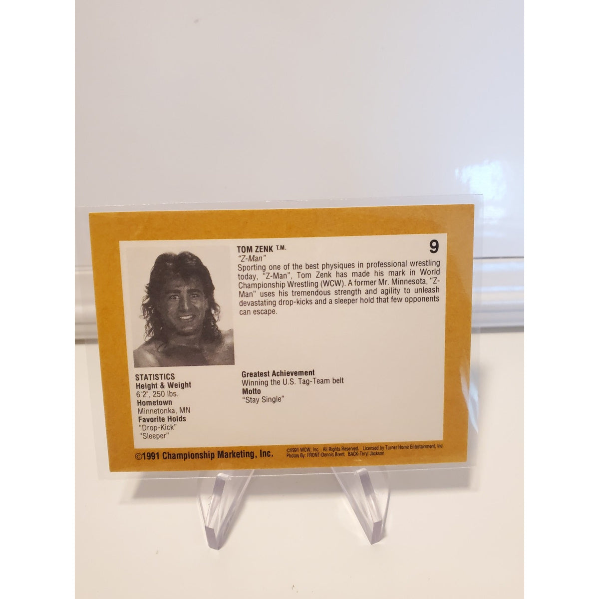 1991 Tom Zenk WCW Marketing Wrestling Card #9 NWA WWF WWE Classic Z-Man AWA
