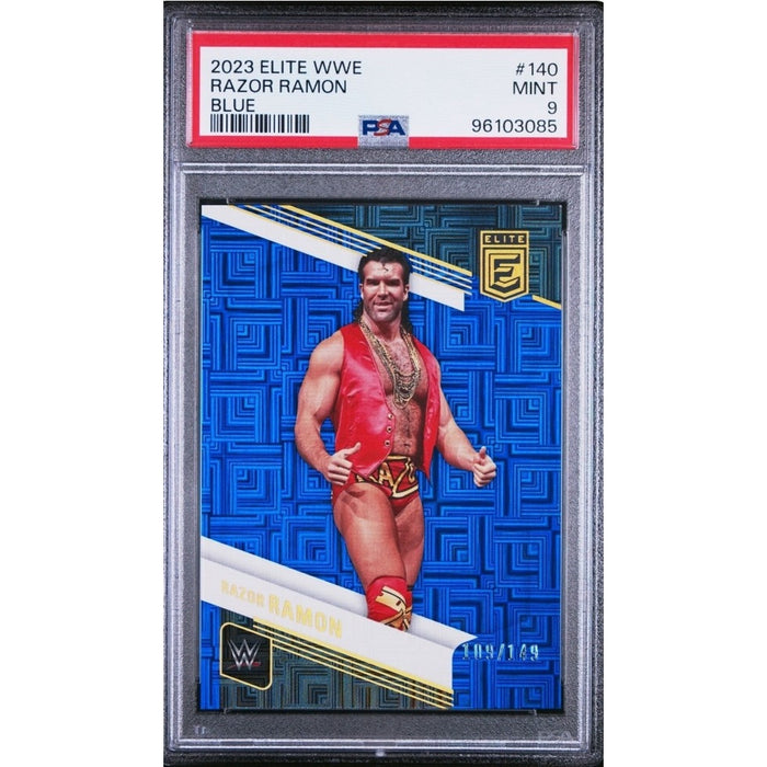 Blue Numbered Pop 1 2023 Panini Donruss Elite Scott Hall Razor Ramon #/149 PSA 9