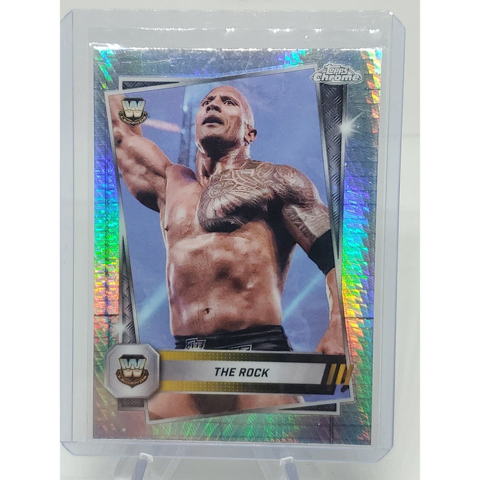 2025 Topps Chrome WWE Prism Refractor #10 The Rock – Legend