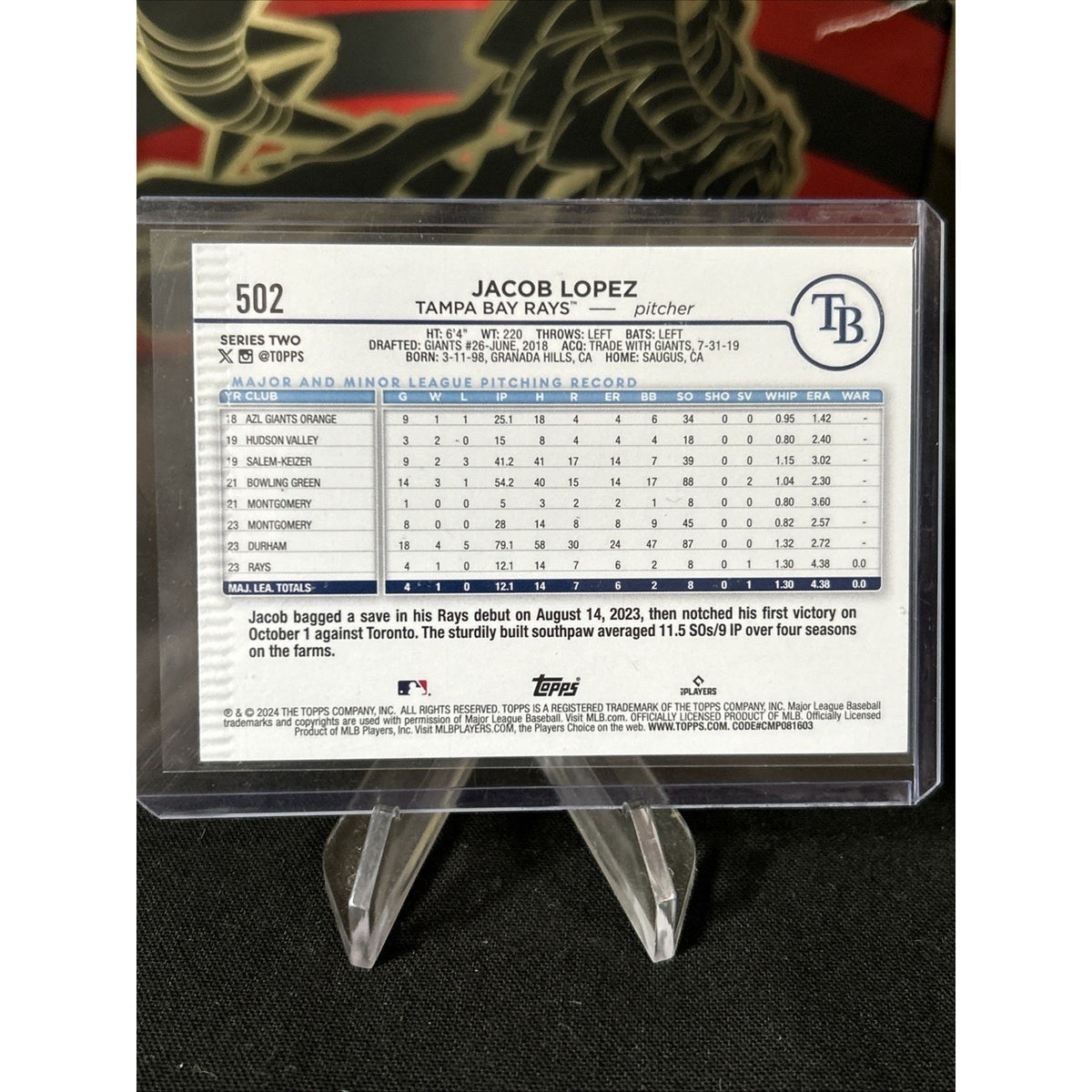 ERROR PRINT 2024 Topps Series 2 Jacob Lopez #502 Summer Holiday Foil (RC) ERROR