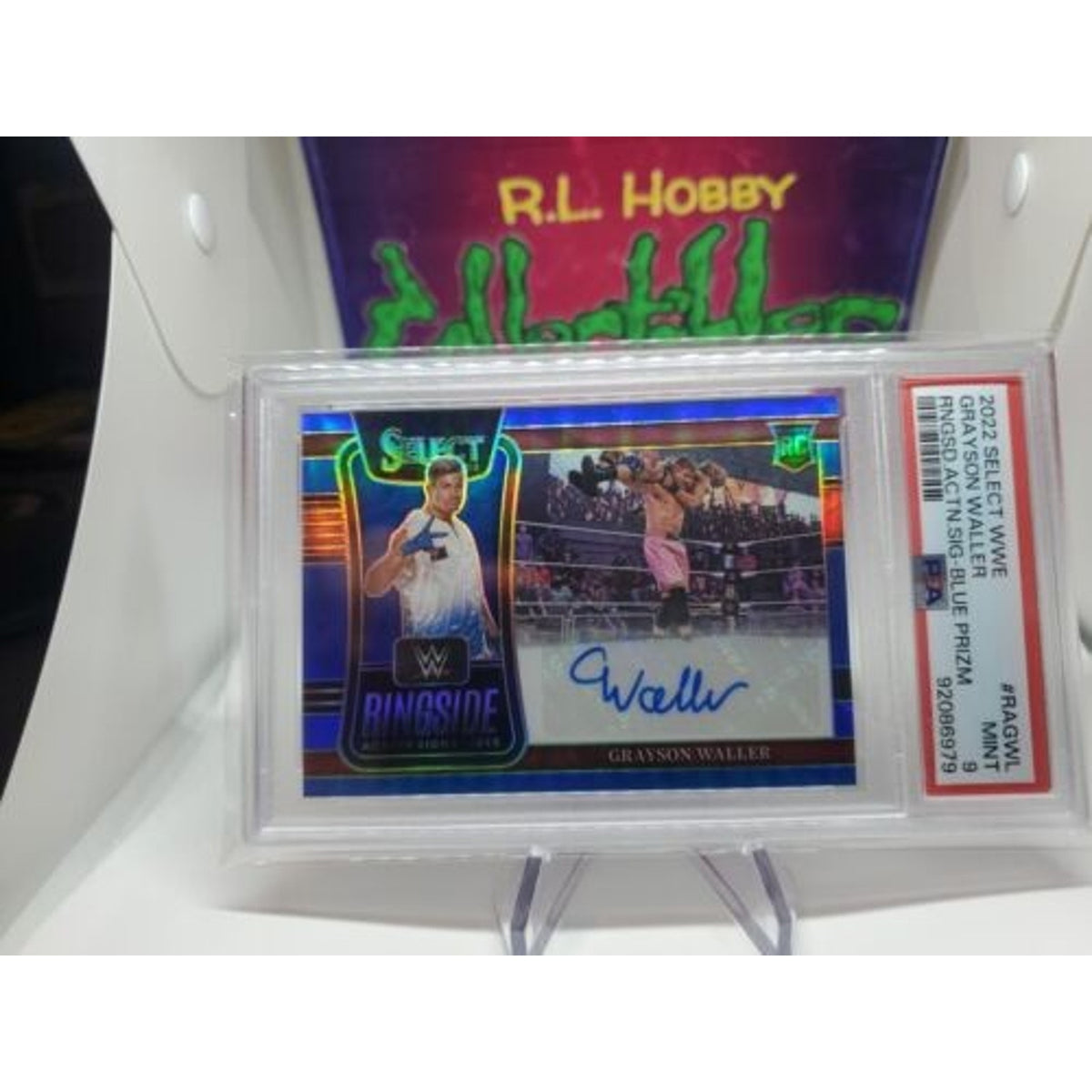 2022 Panini Select WWE Ringside Auto BLUE Rookie RC Grayson Waller PSA 9 POP 2