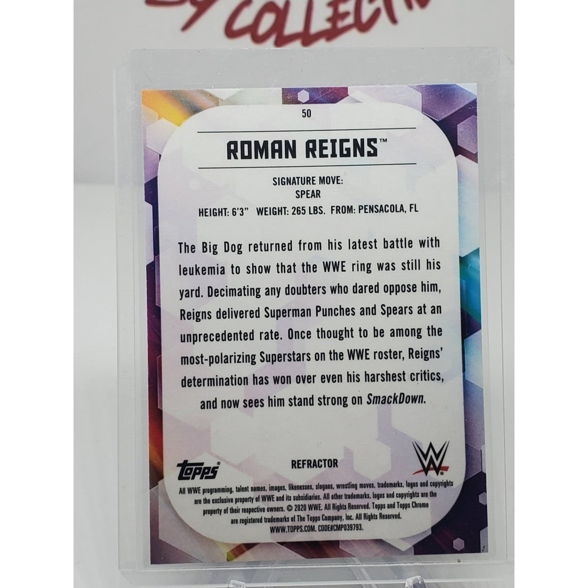 2020 Topps Chrome WWE - Roman Reigns Refractor #50 Free Shipping
