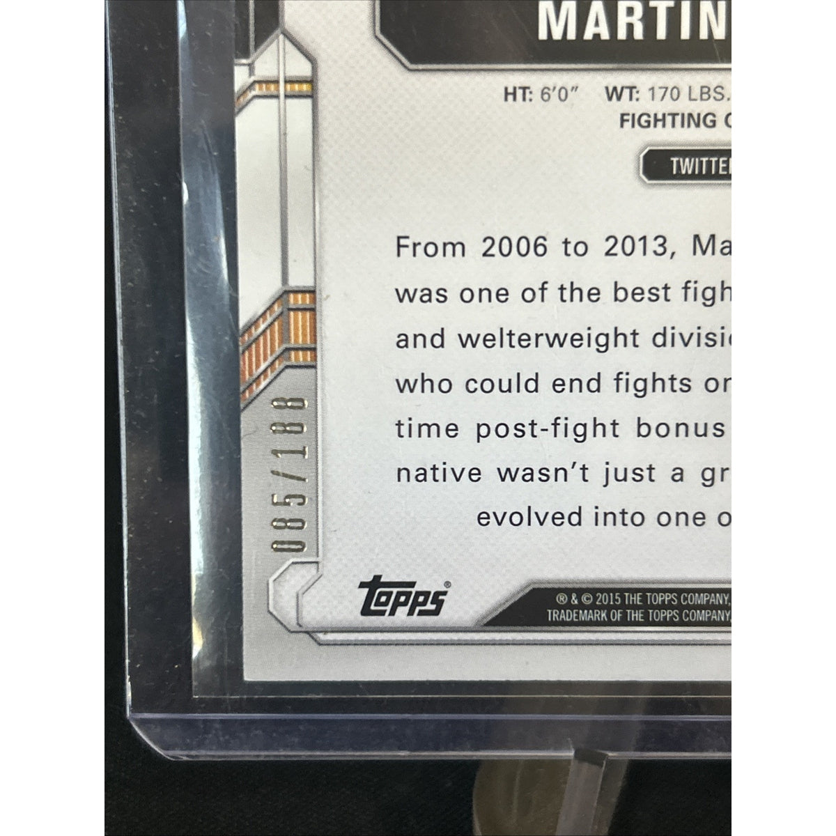 Martin Kampmann 2015 Topps UFC Chronicles Black & White Card #36 /188 - Pack New