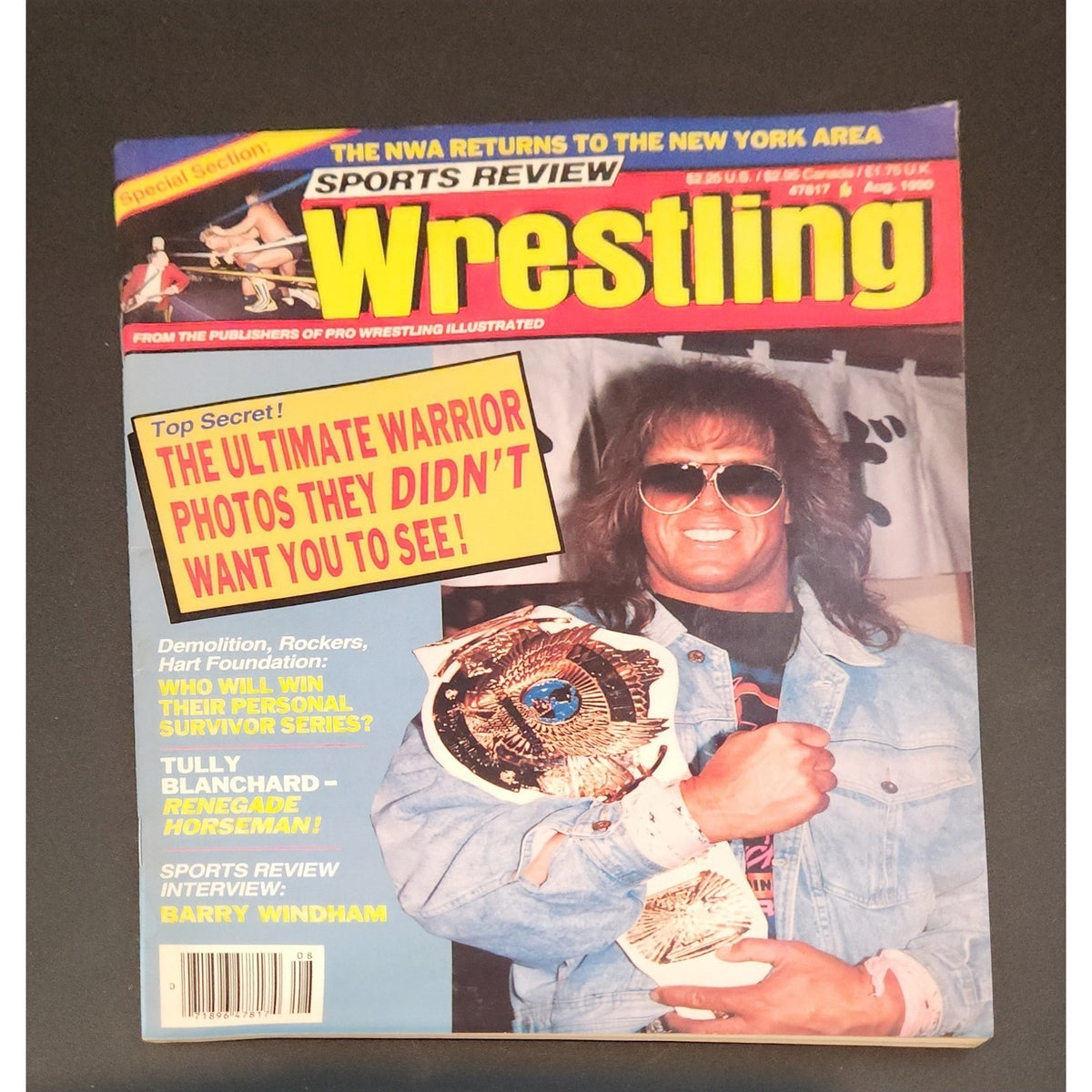 Sports Review Wrestling Magazine August 1990 Ultimate Warrior Cover NWA WWF