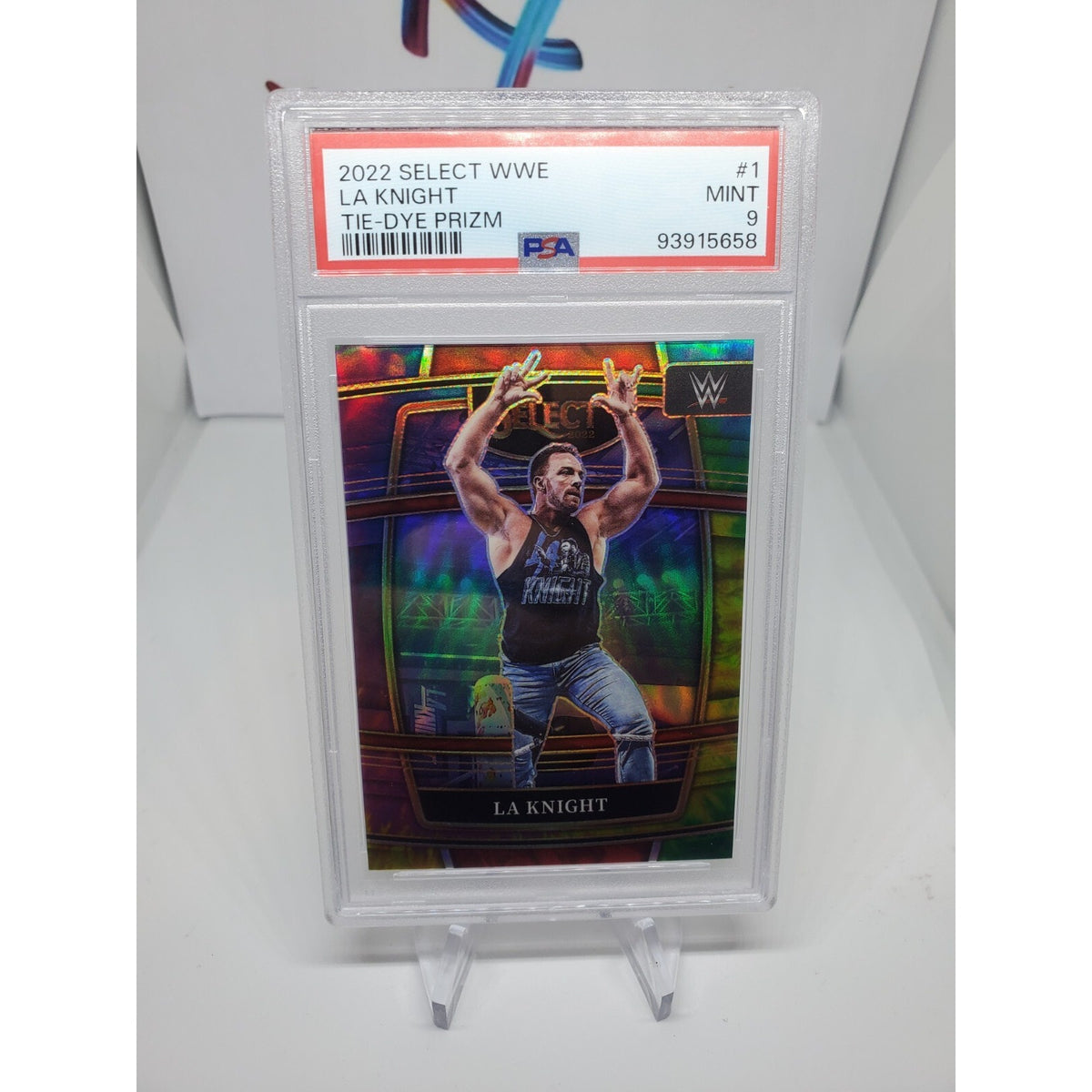 2022 Select WWE Prizms Tie-Dye #1 LA Knight #/25 SP PSA 9 POP 1