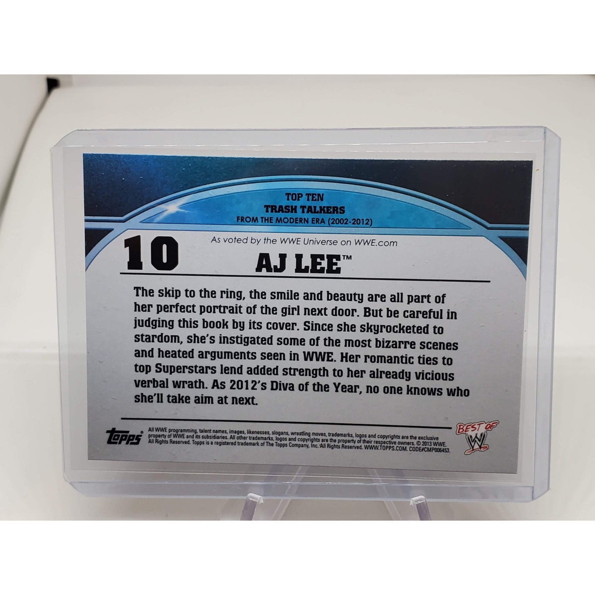 2013 Topps Best of WWE Top Ten Trash Talker AJ LEE "CM PUNK is lucky"Wrestle #10
