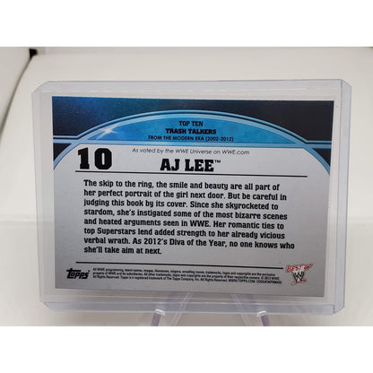 2013 Topps Best of WWE Top Ten Trash Talker AJ LEE "CM PUNK is lucky"Wrestle #10