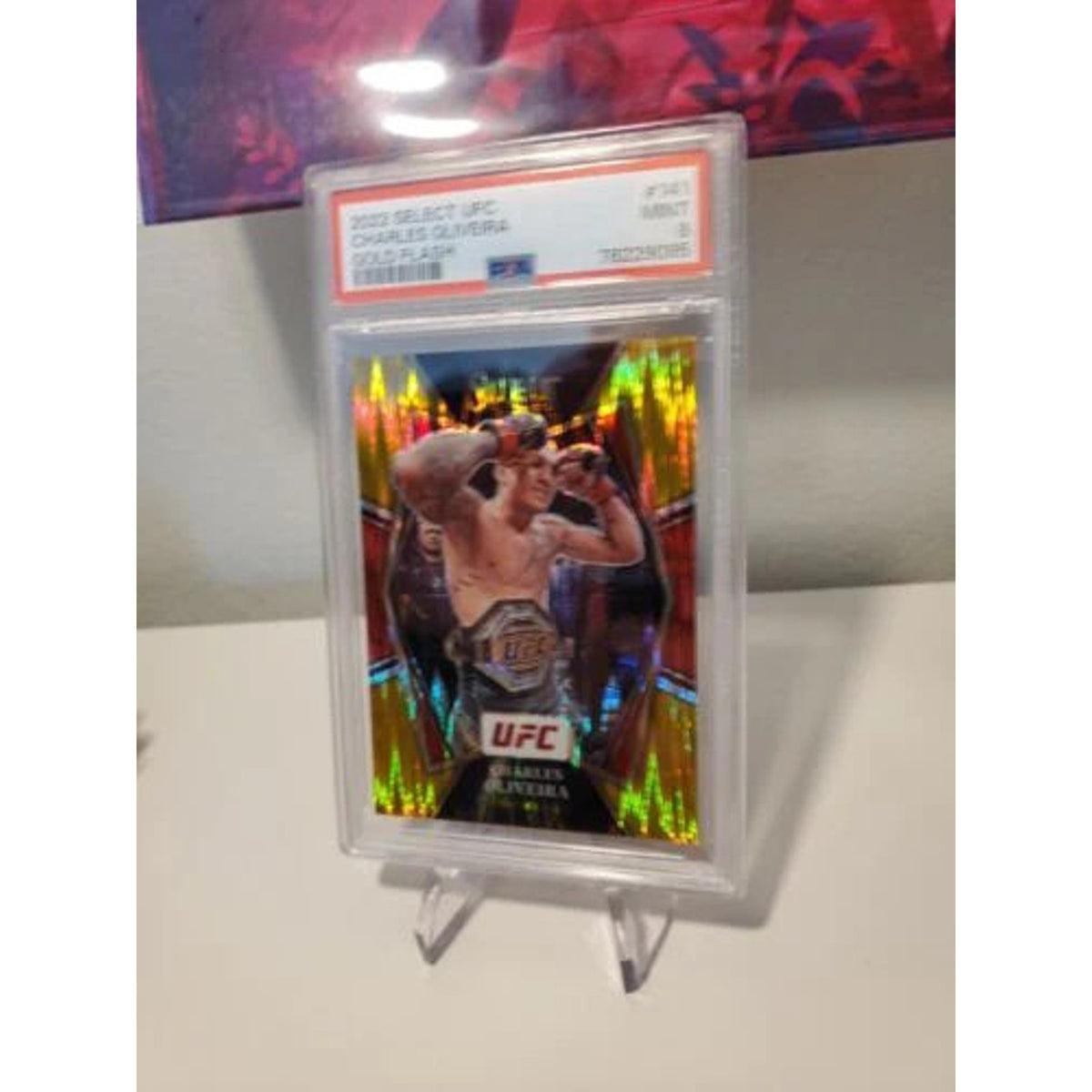 2022 PANINI SELECT UFC CHARLES OLIVEIRA #141 GOLD FLASH 9/10 PSA 9 MINT POP 1