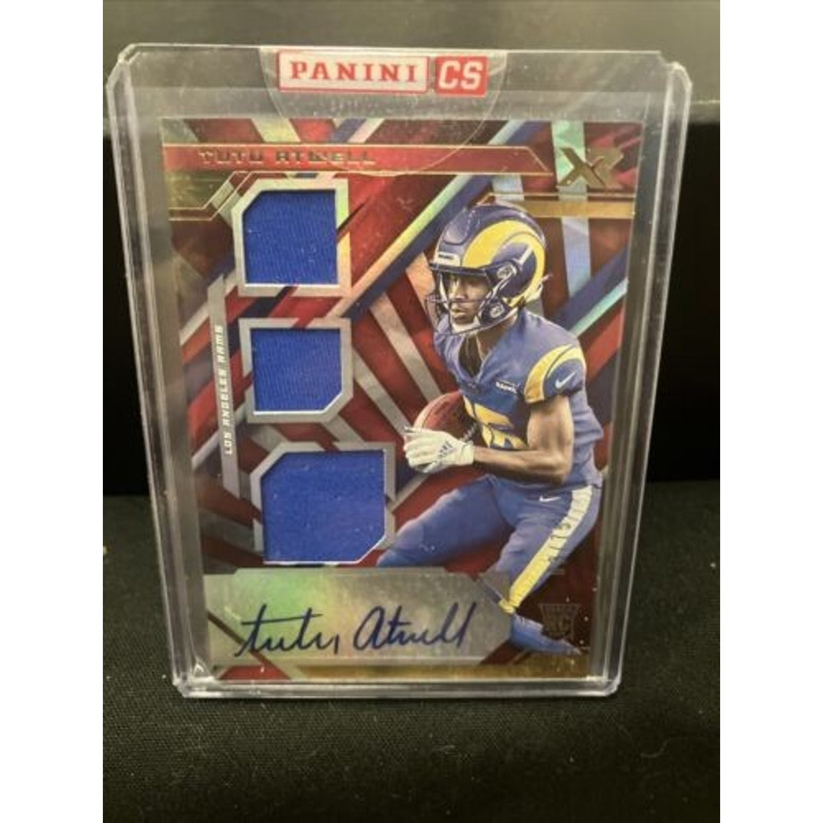 Triple patch auto Mail In Mint 2021 Panini Xr football Tutu Atwell New Red