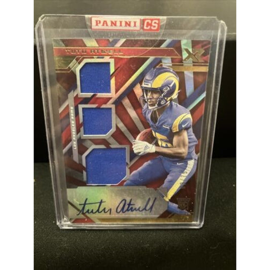 Triple patch auto Mail In Mint 2021 Panini Xr football Tutu Atwell New Red