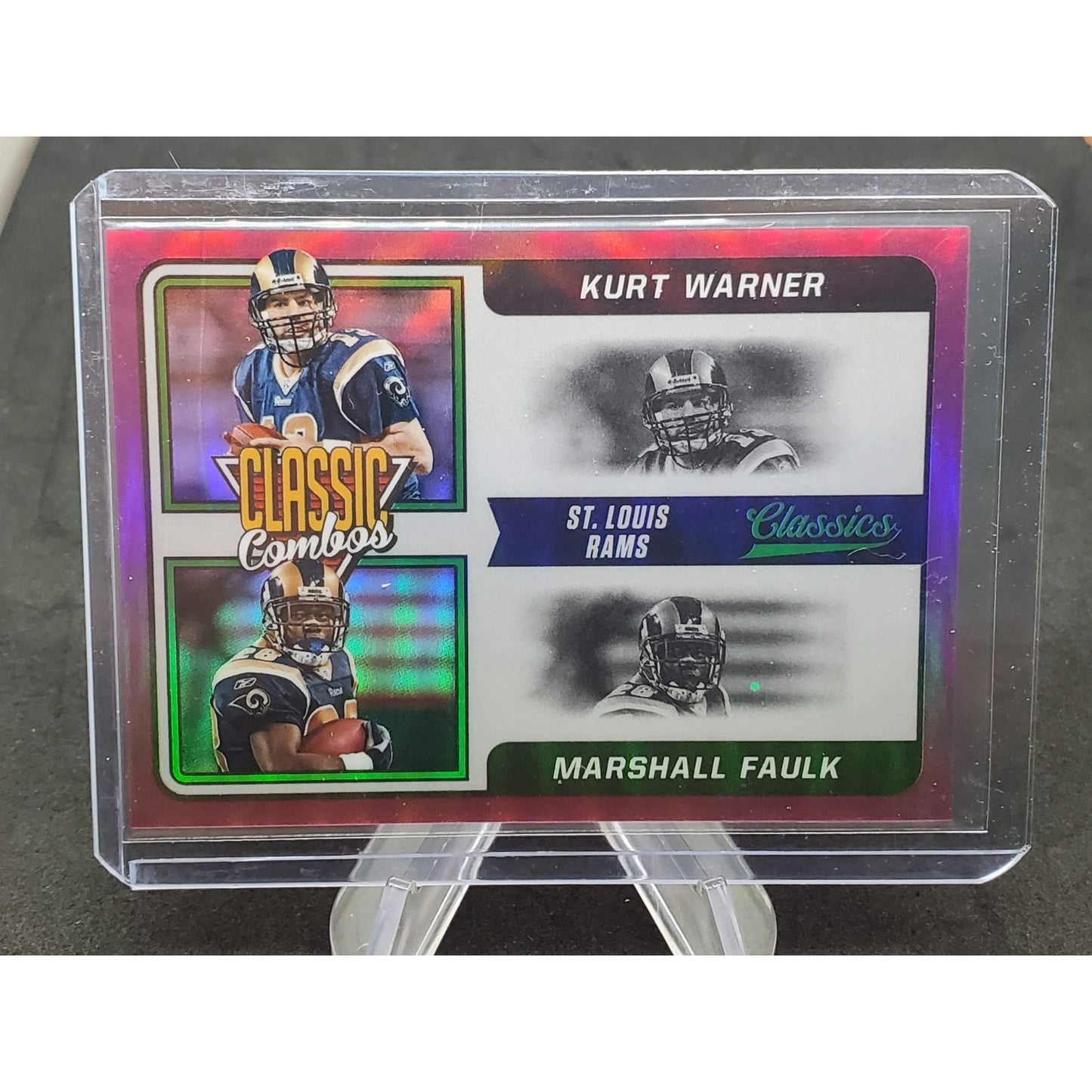 2021 Panini Classics - Classic Combos Marshall Faulk, Kurt Warner #CC-KM Purple