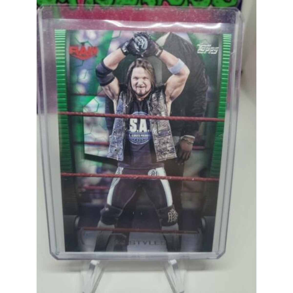 AJ Styles 2021 Topps WWE Undisputed Base Green Parallel #/50 RAW