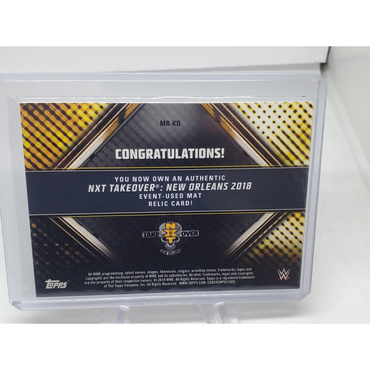 WWE Killian Dain 2019 Topps RTWM Event Used NXT Takeover NOLA Mat Relic Card