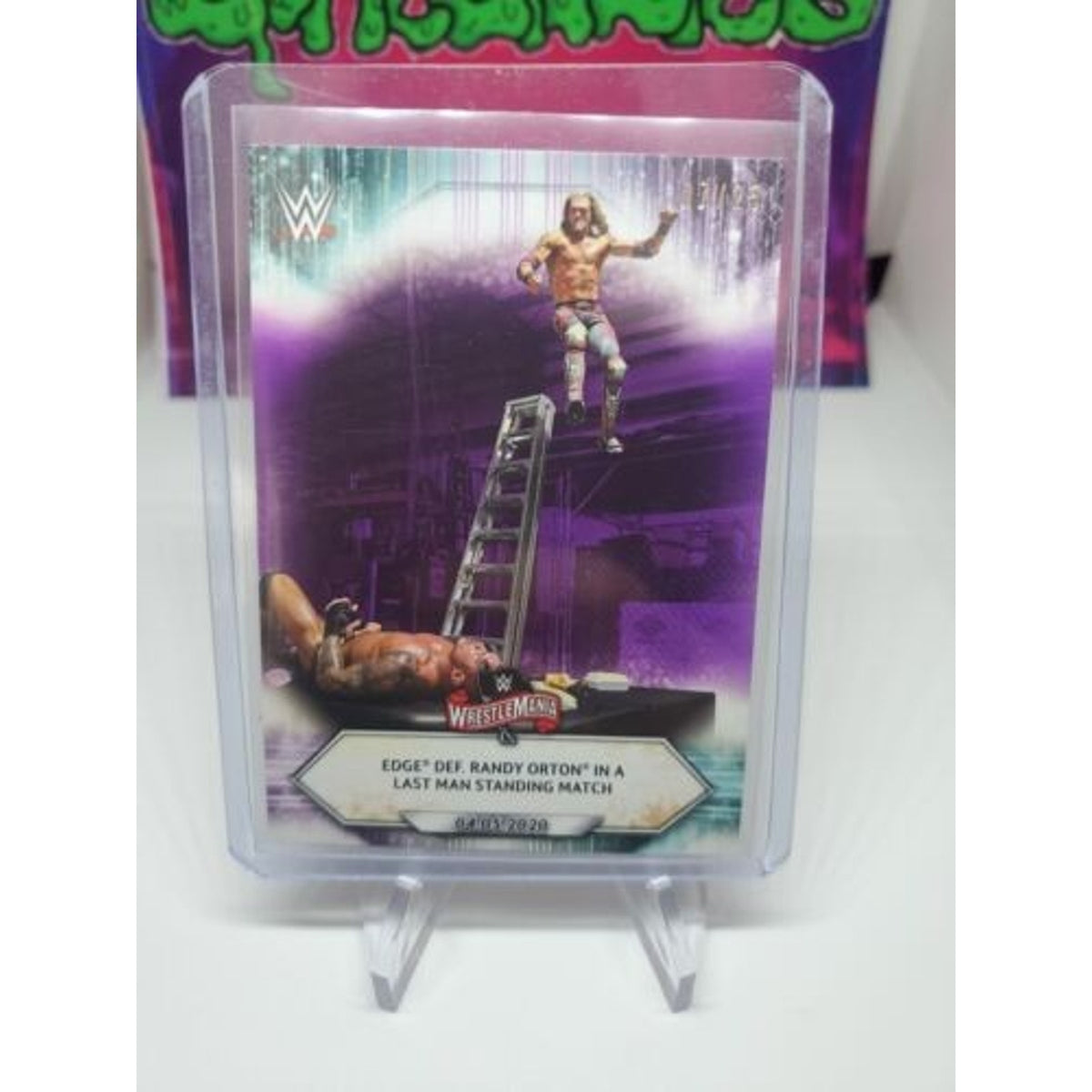 Wrestlemania 2020 Edge Def. Randy Orton "Last man standing" Topps #51
