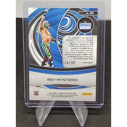 2023 Panini Chronicles WWE REY MYSTERIO #387 Spectra BLUE PRIZM 26/99