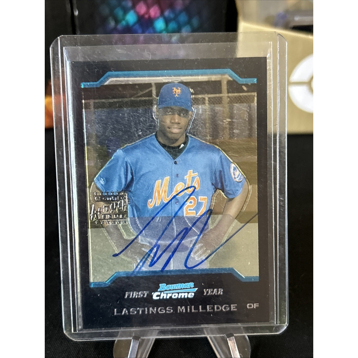 2004 Bowman Chrome #343 Lastings Milledge AUTO BLACK REFRACTOR METS / FIRST YEAR