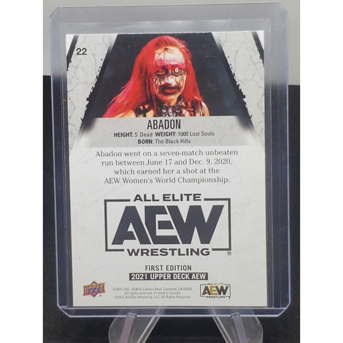 2021 Upper Deck AEW ABADON First Edition #22 wrestling card