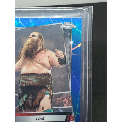 Ivar /150 2025 Topps Chrome WWE BLUE Refractor #77 RAW