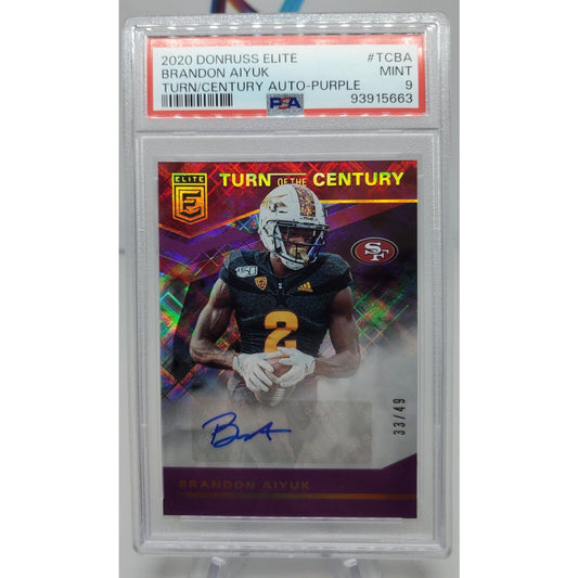 2020 Donruss Elite Brandon Aiyuk Turn of CENTURY ROOKIE Auto #/49 PSA 9 POP 1