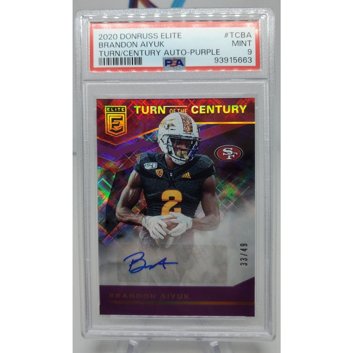 2020 Donruss Elite Brandon Aiyuk Turn of CENTURY ROOKIE Auto #/49 PSA 9 POP 1