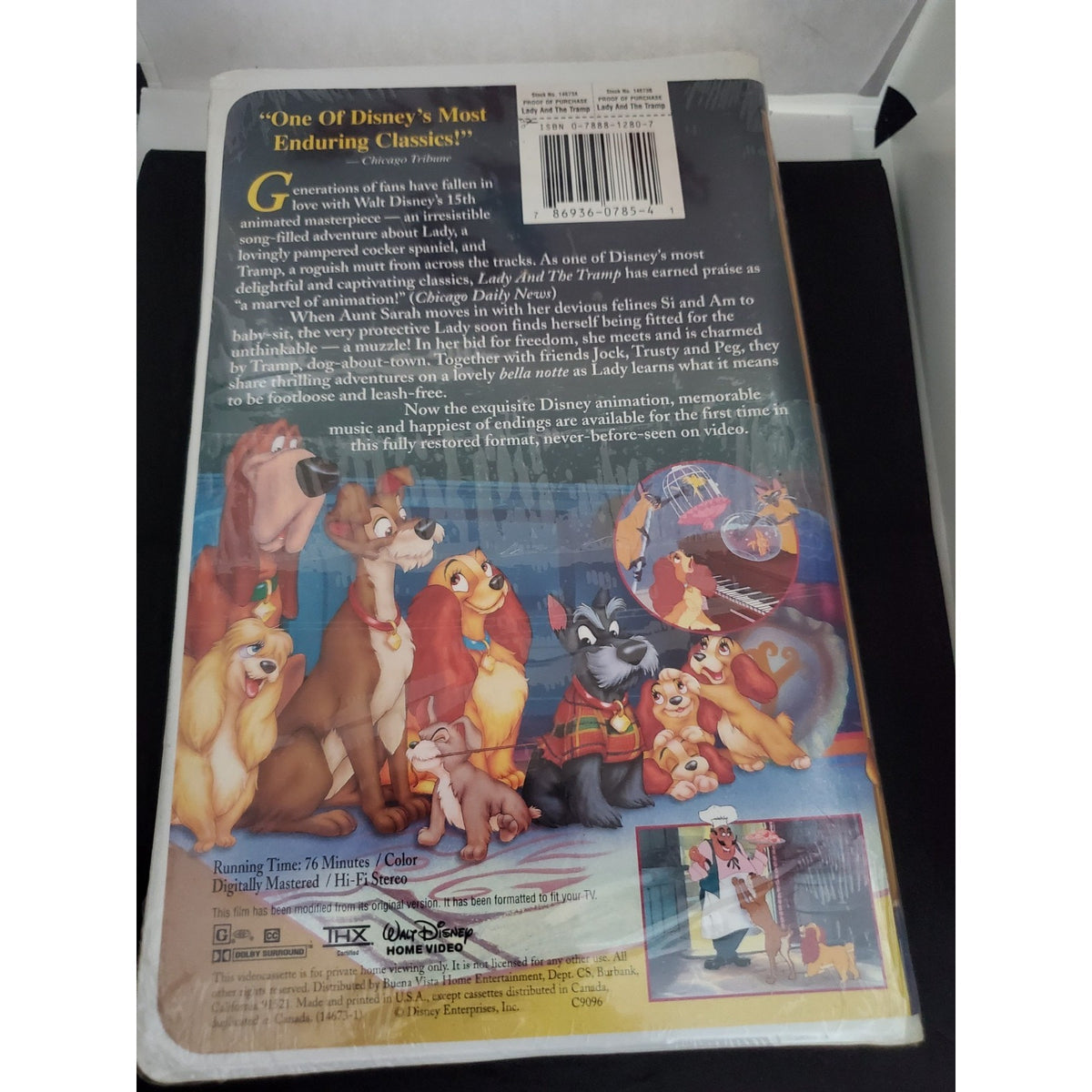 Walt Disney’s Lady and the Tramp VHS Tape Masterpiece Collection Clamshell New