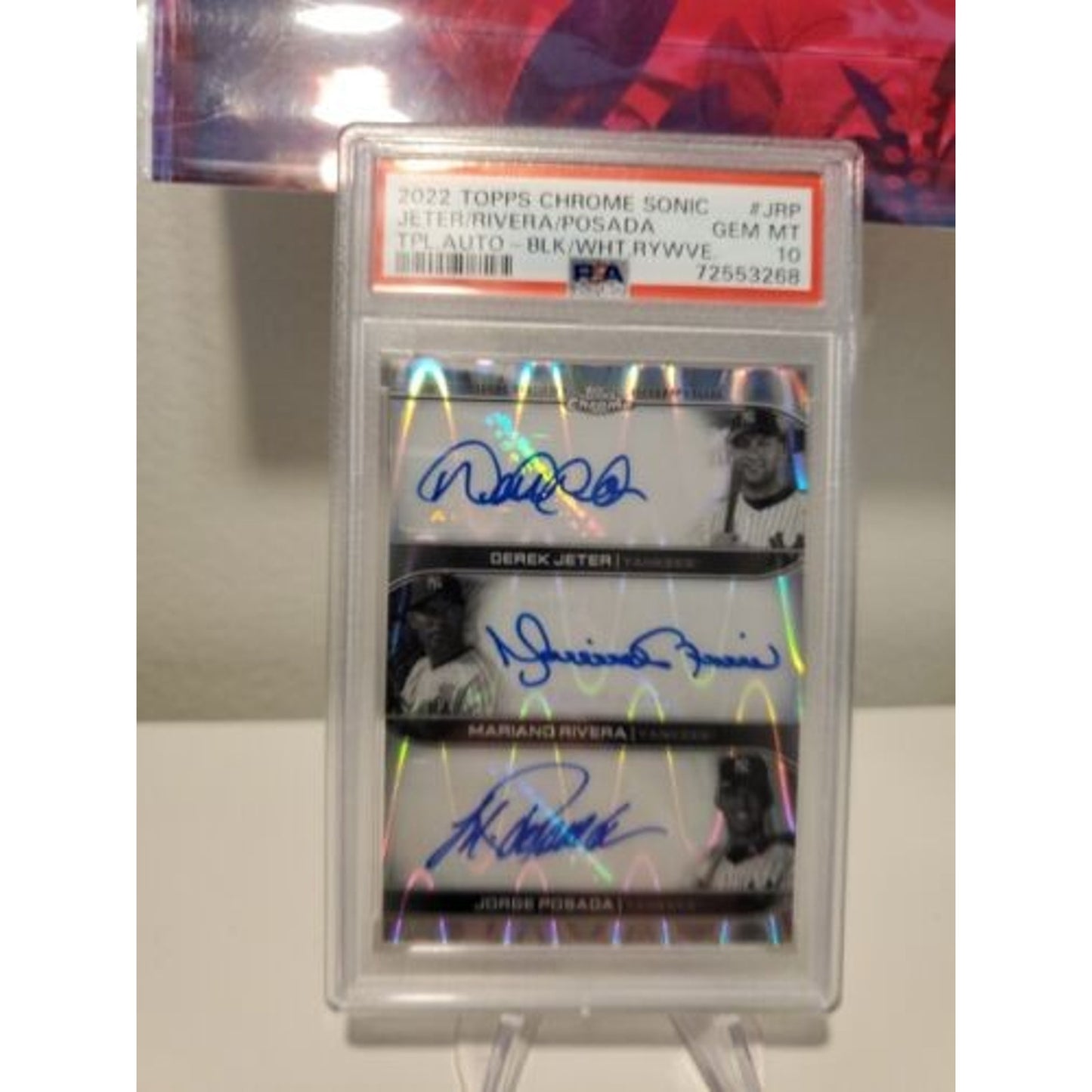 2022 TOPPS CHROME SONIC TRIPLE AUTO YANKEES - JETER, RIVERA, POSADA PSA 10 /10
