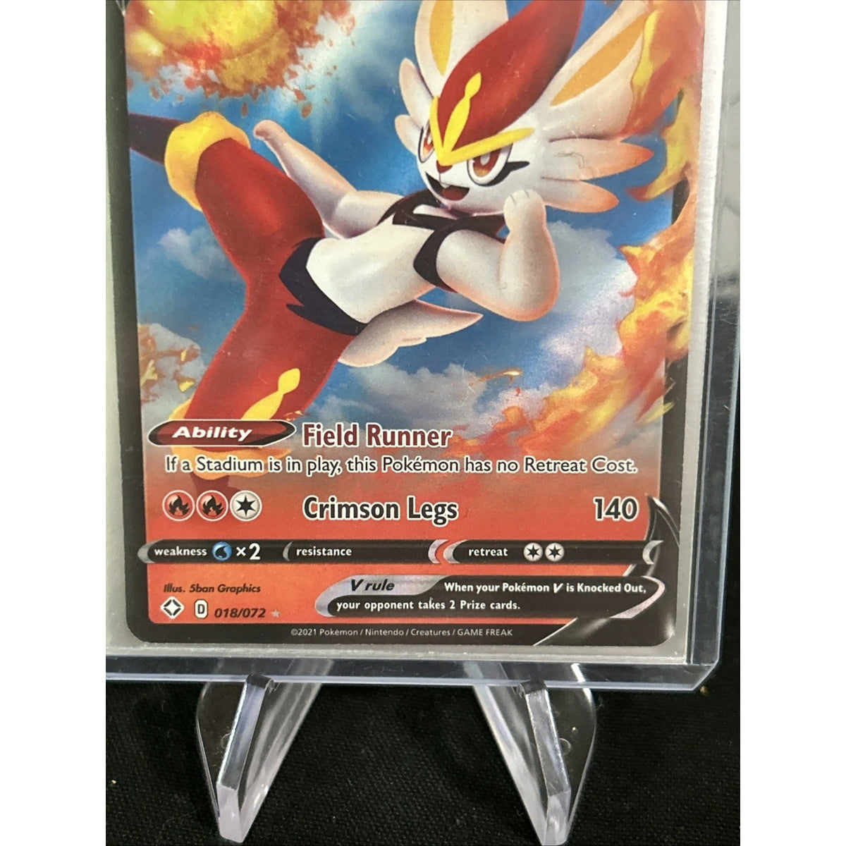 Pokemon Cinderace V 018/072 Shining Fates Holo - Top Loaded - Pack Fresh New