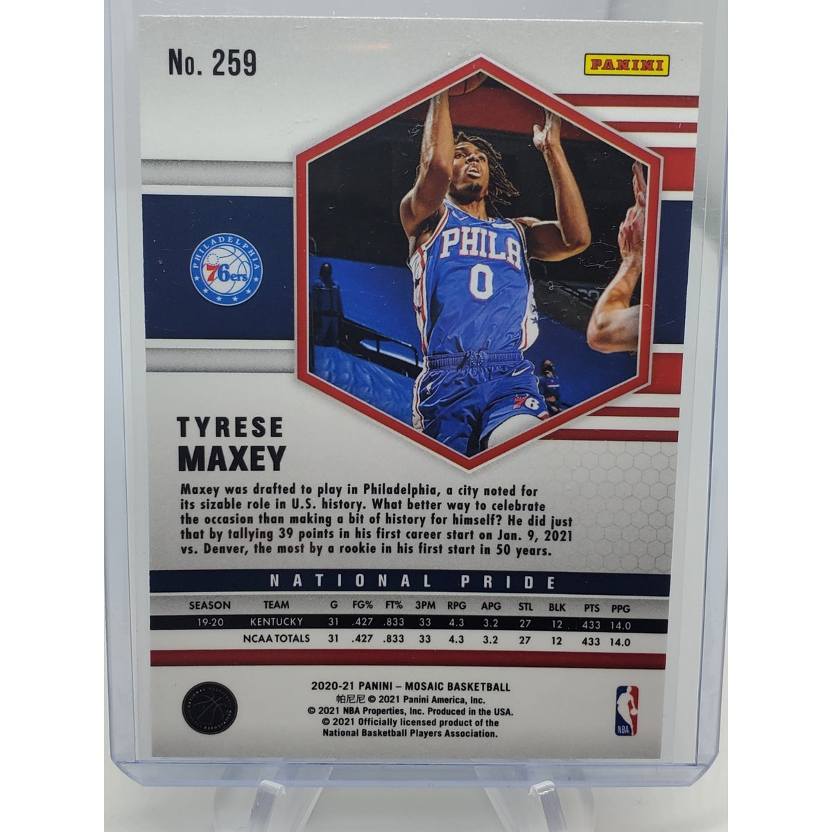 2020-21 Panini Mosaic - National Pride Tyrese Maxey #259 Fast Break Silver Prizm