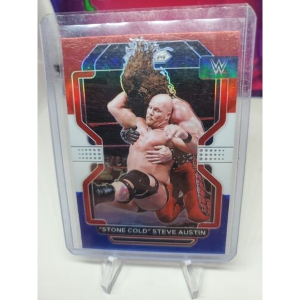 2022 Panini Prizm WWE Red White Blue Stone Cold Steve Austin #192 SSP Rare