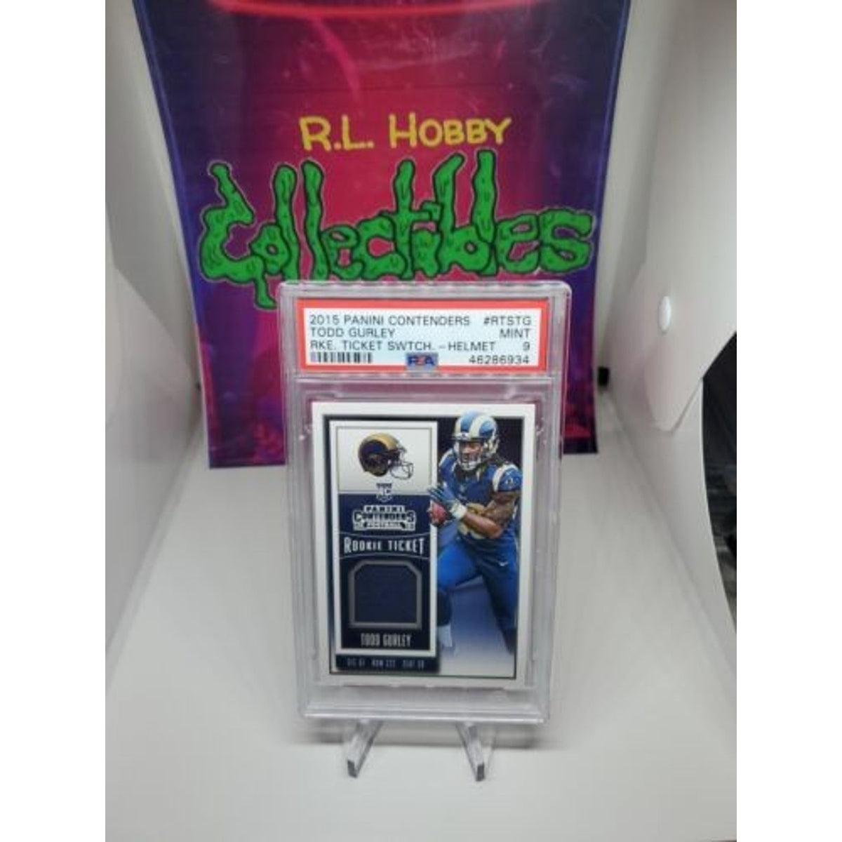 2015 Panini Contenders Todd Gurley Rookie Ticket Swatch - Helmet PSA 9