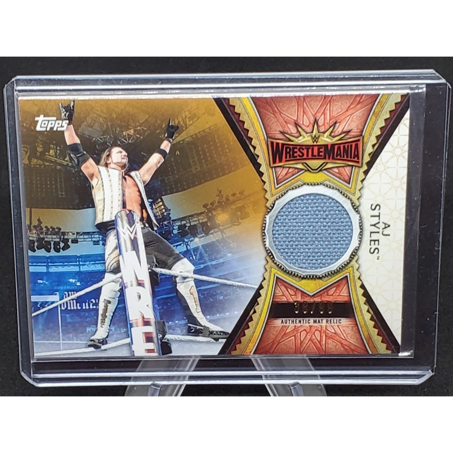 2020 Topps WrestleMania AJ Styles MR-AJ Patch Card #RD /99