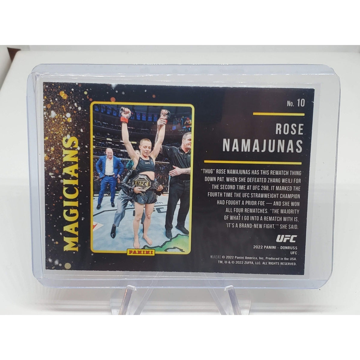 2022 Donruss UFC Magicians Green Flood Silver Holo SP Rose Namajunas #10