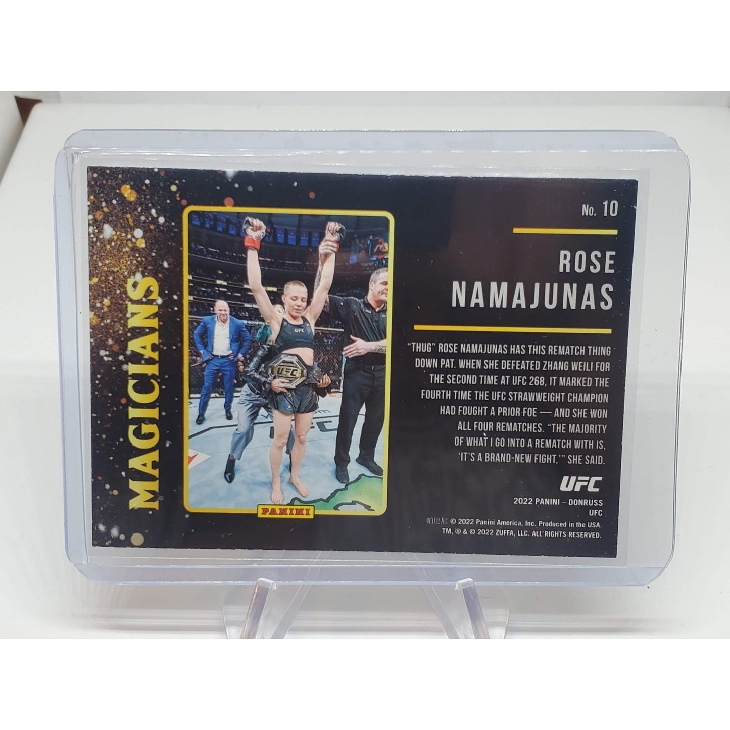 2022 Donruss UFC Magicians Green Flood Silver Holo SP Rose Namajunas #10