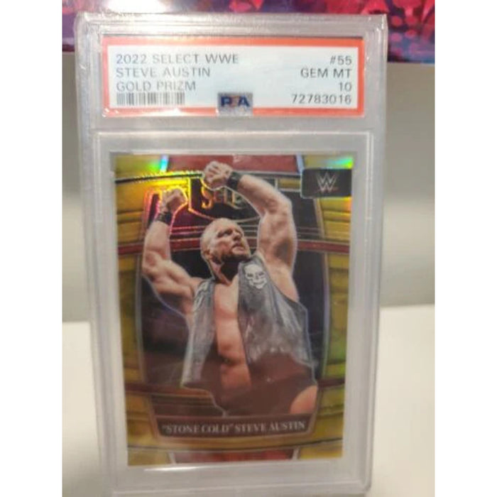 2022 Stone Cold Steve Austin Select WWE Concourse Gold Prizm #55 PSA 10 3/10