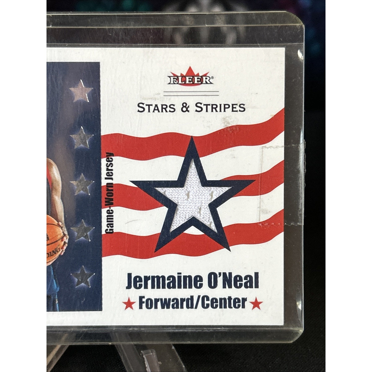JERMAINE O'NEAL 2003-04 FLEER USA STARS AND STRIPES JERSEY CARD #D 465/500