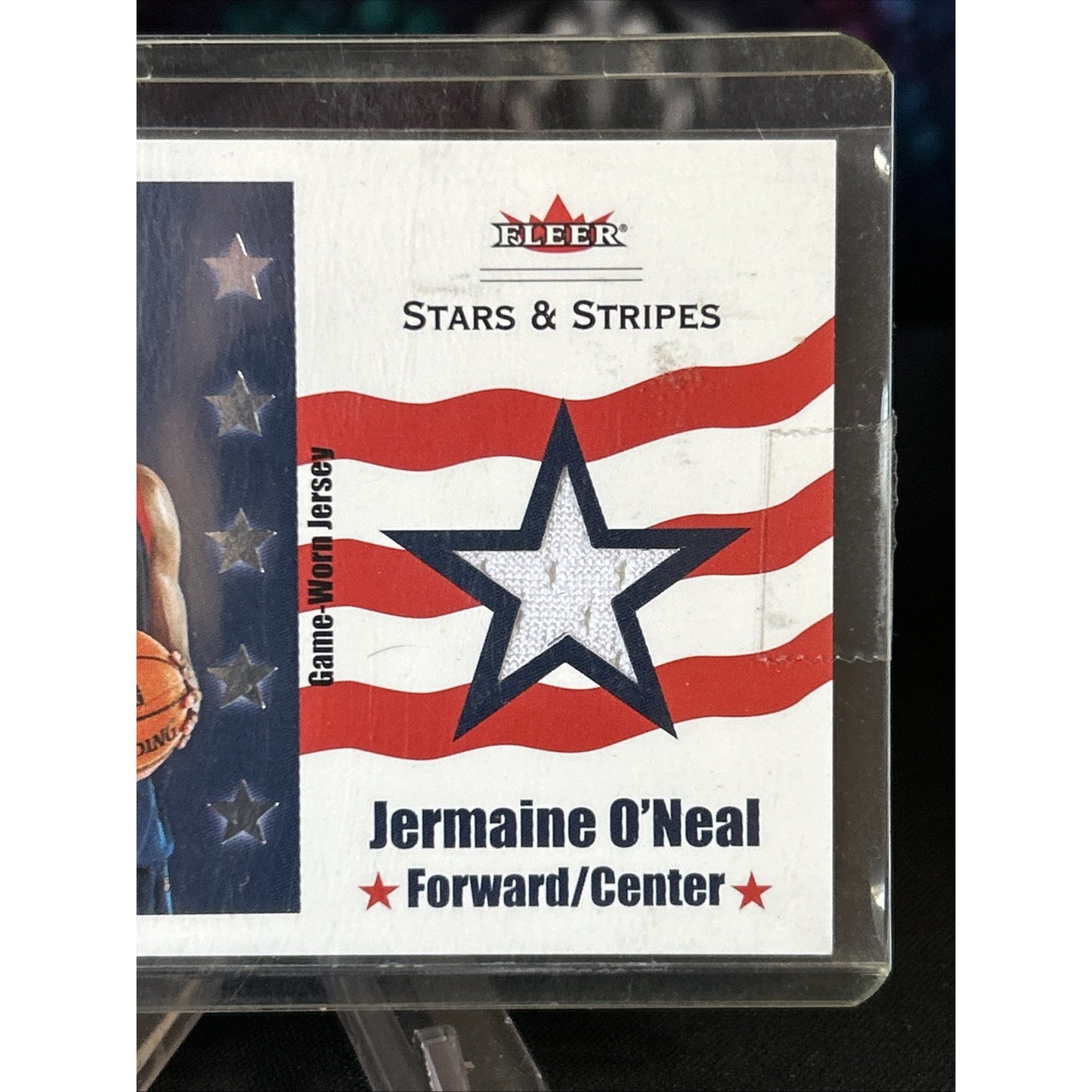 JERMAINE O'NEAL 2003-04 FLEER USA STARS AND STRIPES JERSEY CARD #D 465/500