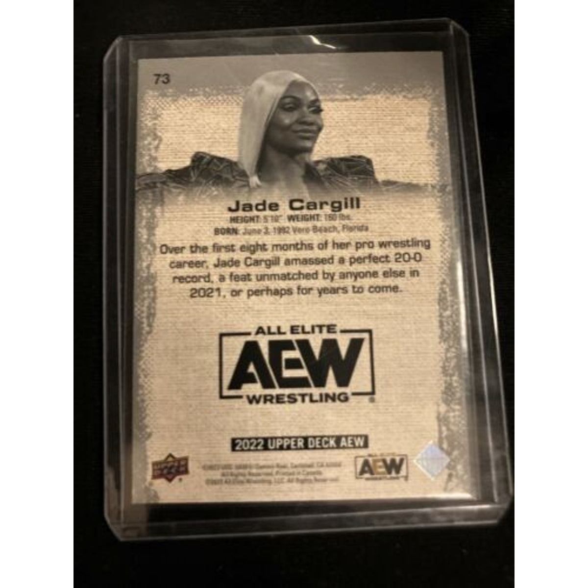 2022 Upper Deck AEW Jade Cargill #73 Pyro Parallel - AEW/WWE/NXT Pack Fresh New
