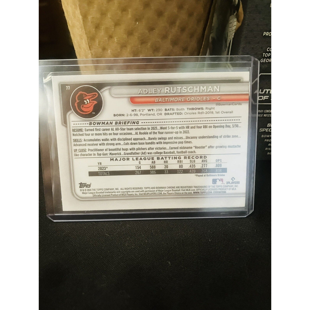 2024 Bowman - Chrome Mojo Refractor #77 Adley Rutschman Pack Fresh New Mint