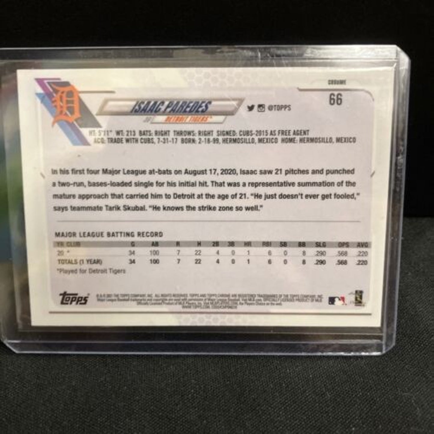 ISAAC PAREDES RC 2021 Topps Chrome X-FRACTOR #66 Detroit Tigers Pack Fresh Mint