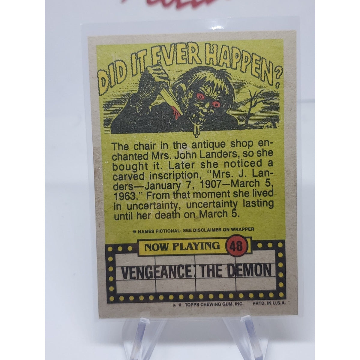 1988 Topps Fright Flicks #48 The Unkindest Cut of All! Vengeance Demon