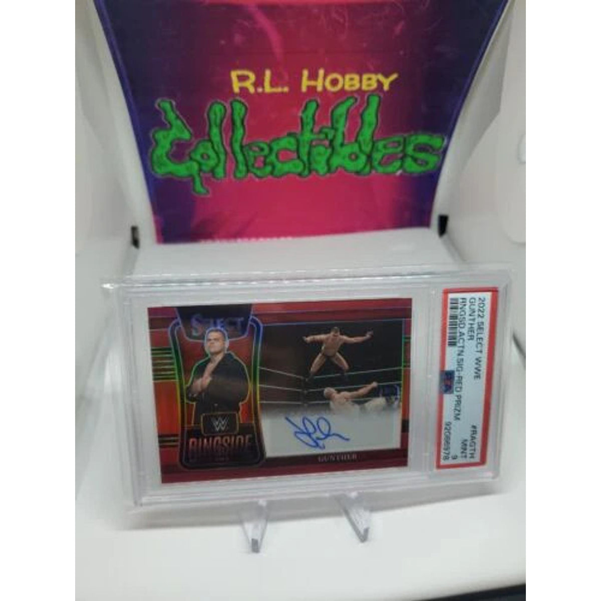 2022 Panini Select WWE Red Prizm /99 Gunther RA-GTH AUTO PSA 9 Pop 1