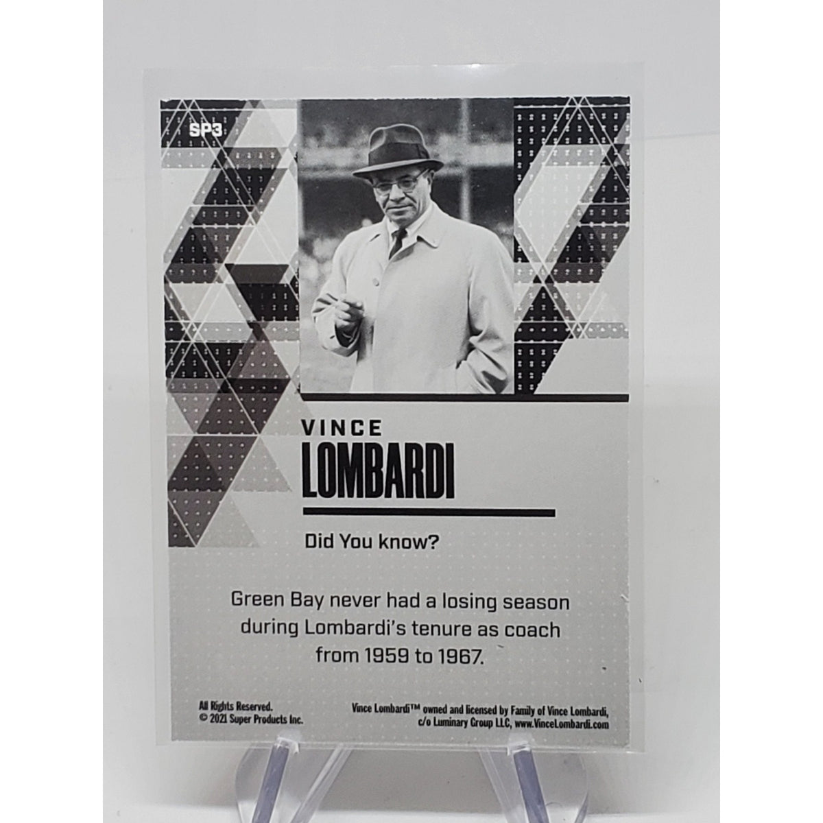 Vince Lombardi Silver SP3 - 2021 Super Break PIeces of the Past