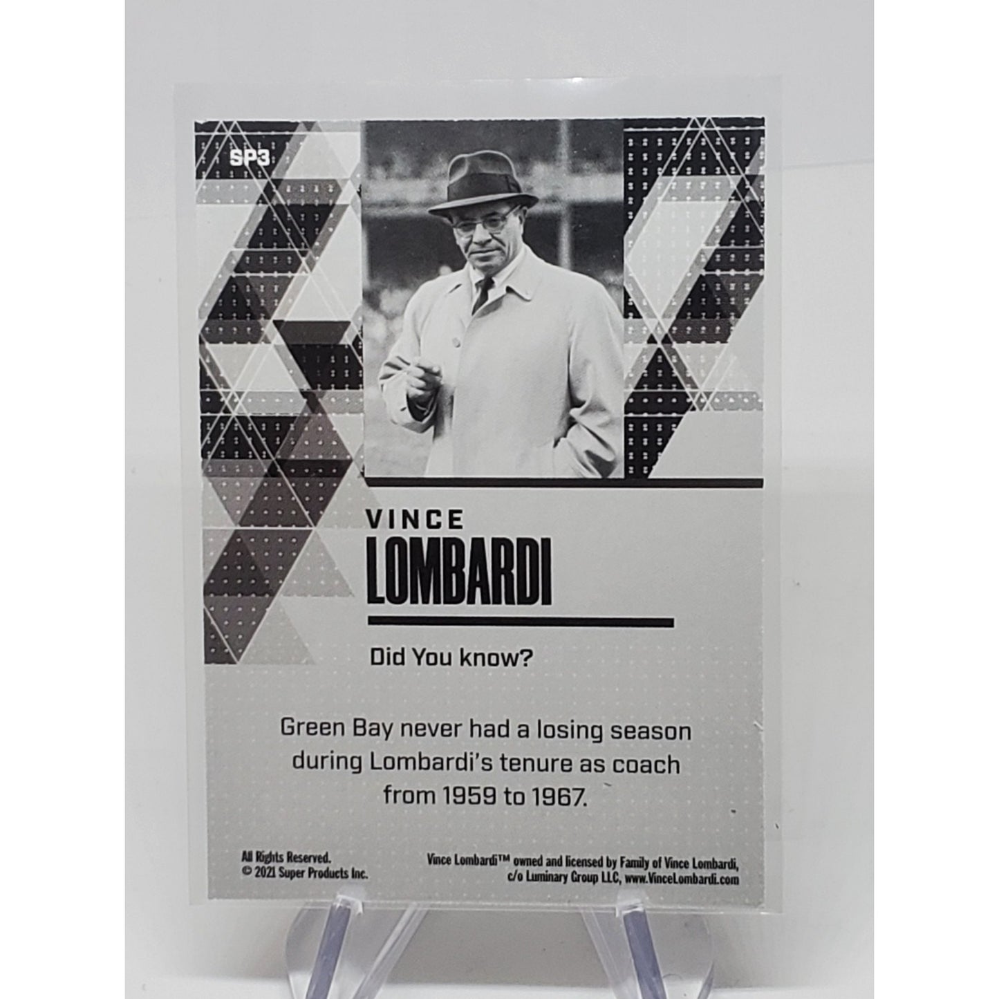 Vince Lombardi Silver SP3 - 2021 Super Break PIeces of the Past