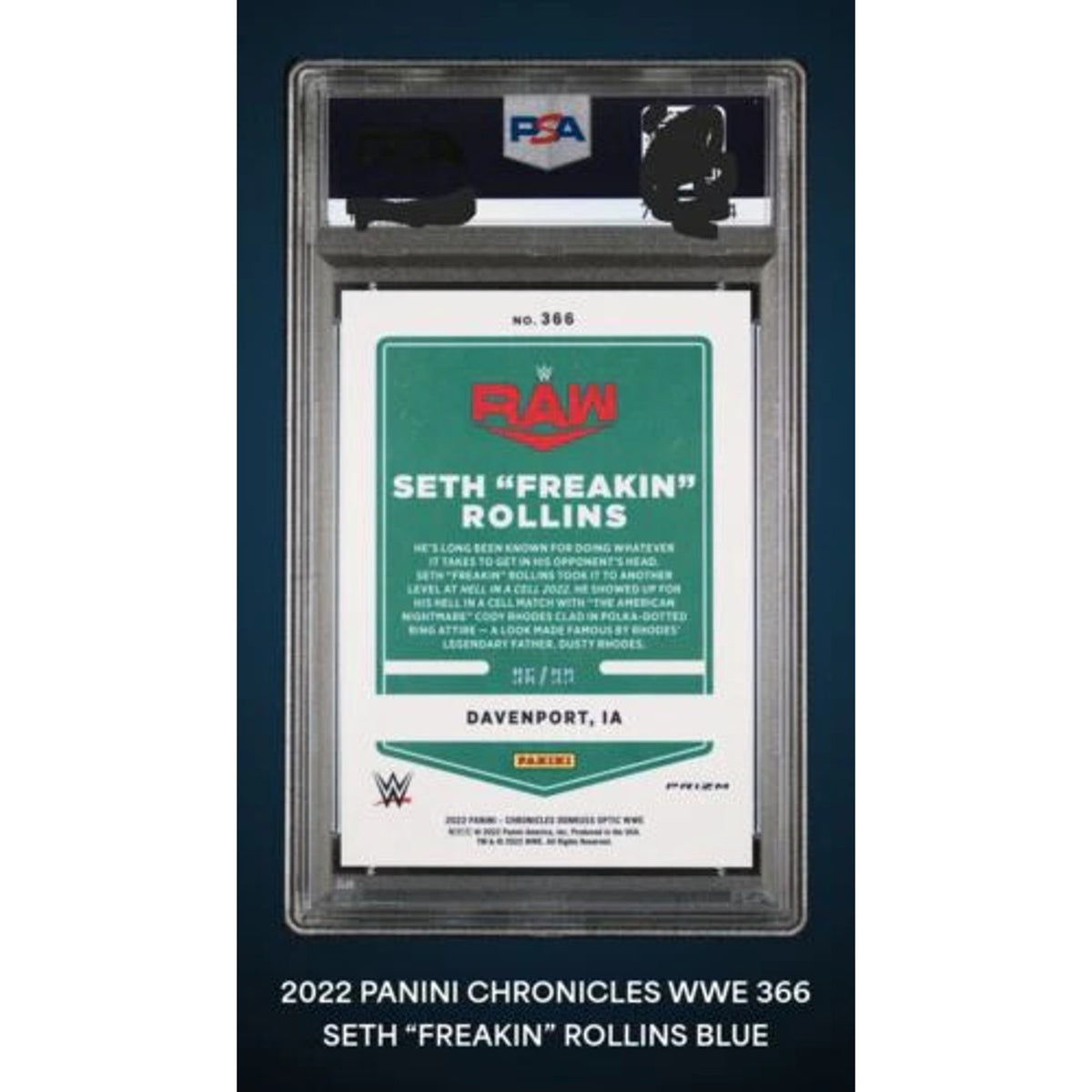 PSA 10 POP 1 Optic Blue /99 WWE SETH FREAKIN ROLLINS 2022 Panini Chronicles