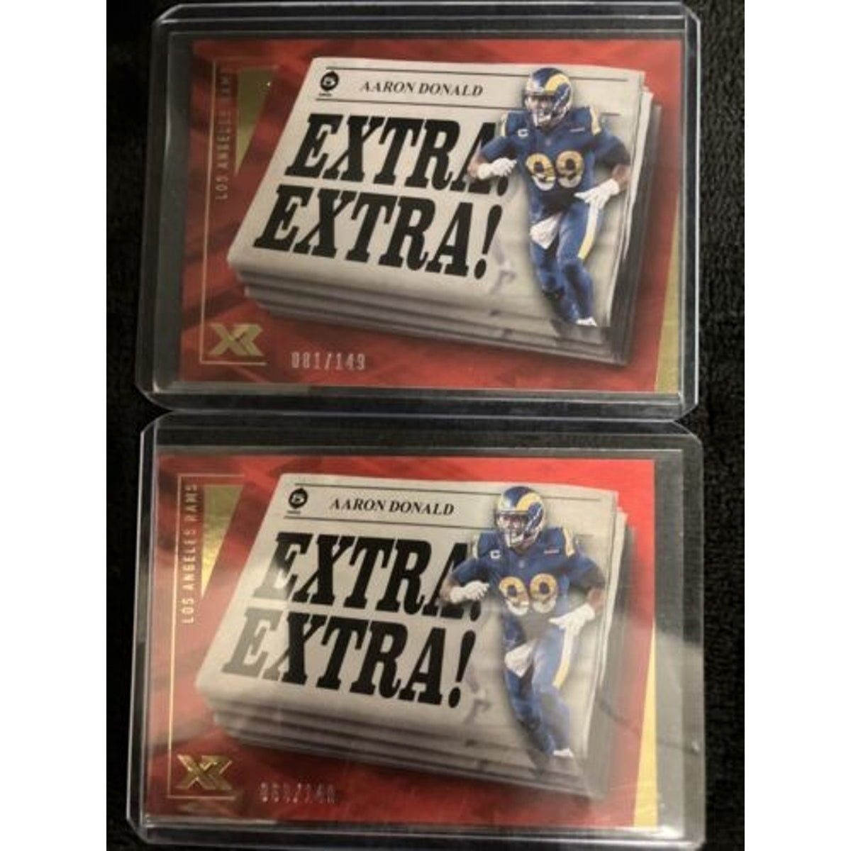 2 Cards 2021 Panini XR - Extra Extra Red #EXT6 Aaron Donald /149 (069/081) New
