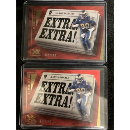 2 Cards 2021 Panini XR - Extra Extra Red #EXT6 Aaron Donald /149 (069/081) New
