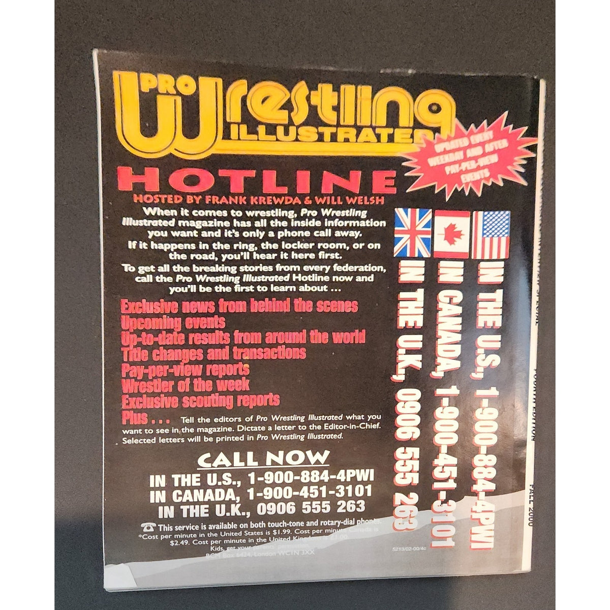 Pro Wrestling Illustrated Mag Stone Cold Ric Flair Fall 2000